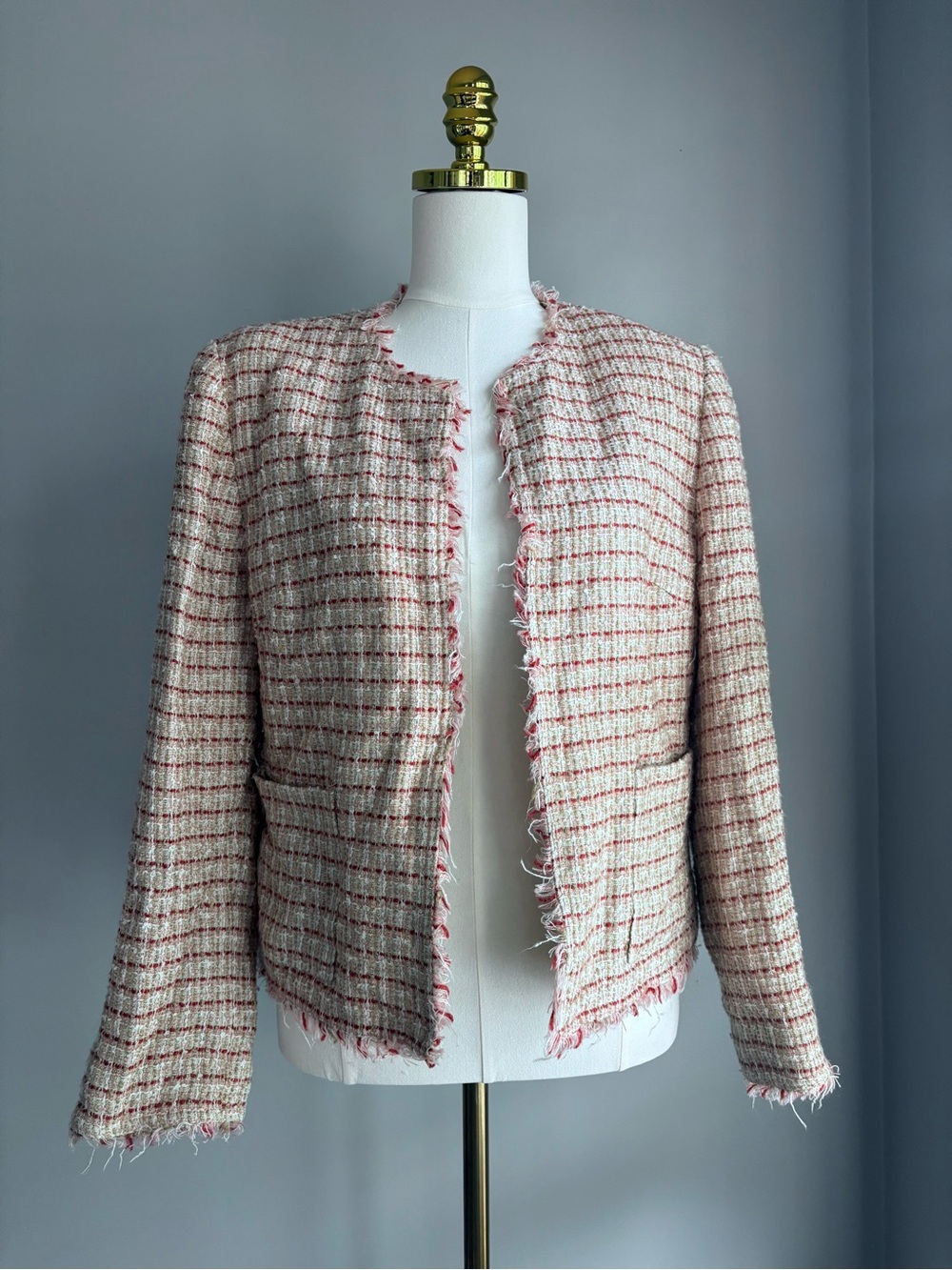 Uniform John Paul Richard Classic Women's Pink Tweed Open-Front Jacket